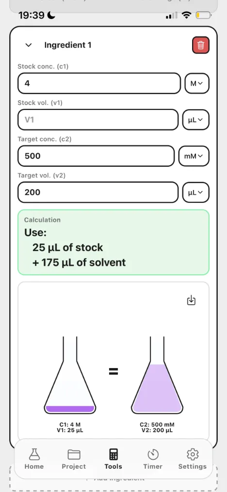 Lab Laps calculator screenshot