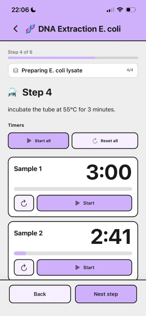 Lab Laps protocol builder screenshot