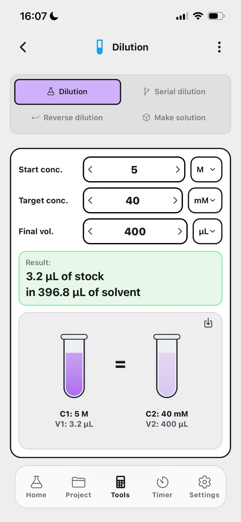 Lab Laps calculator screenshot